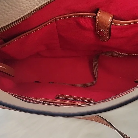 DOONEY & BOURKE Lexington Cream Pebbled Leather Tan Double Handle‎ Zip Tote Bag - Picture 7 of 15